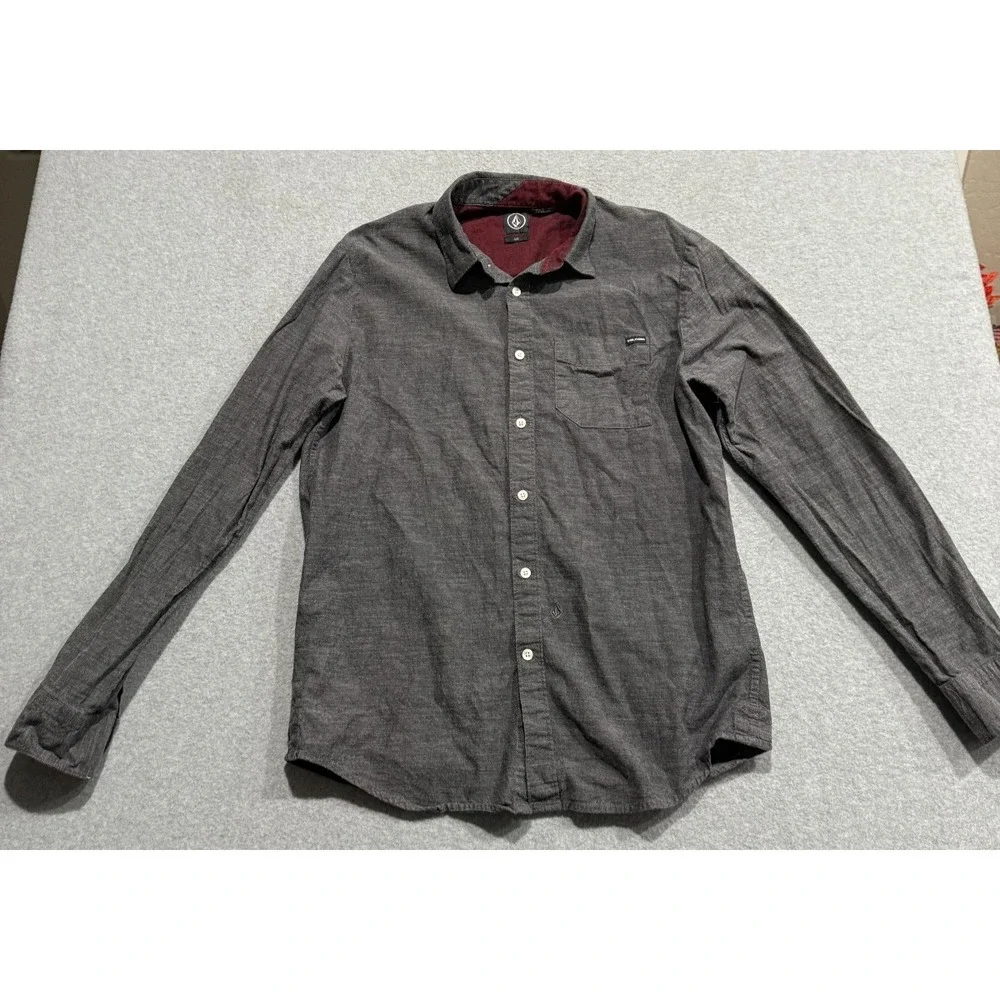 Volcom | Mens Dark Gray Casual Button Down Shirt - L - Picture 3 of 10